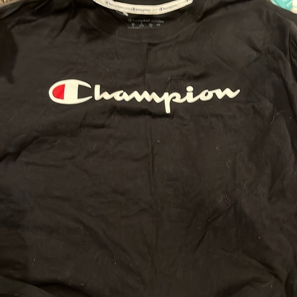 Oversized Champion Black Logo Crop Top, NWOT - Picture 2 of 3